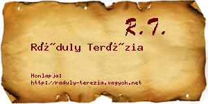 Ráduly Terézia névjegykártya